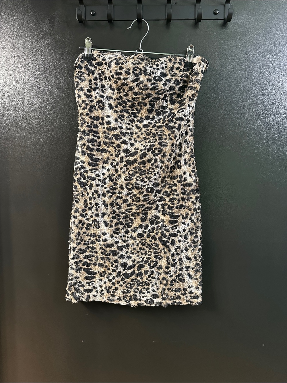 Strapless Leopard Print Mini Dress - Black & Tan